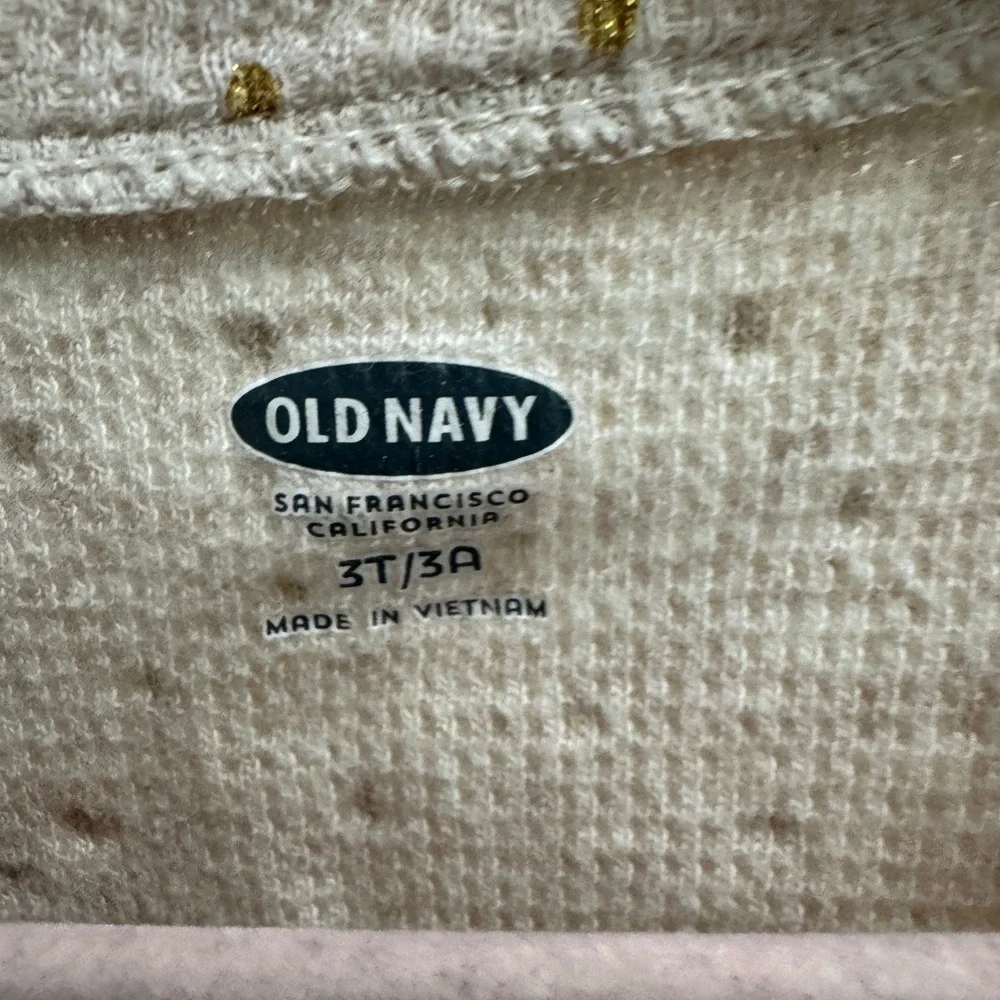 Old Navy 3T Girls Cream & Gold Polka Dot Long Sleeve Top Blouse